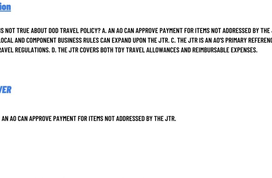 What is Not True About Dod Travel Policy